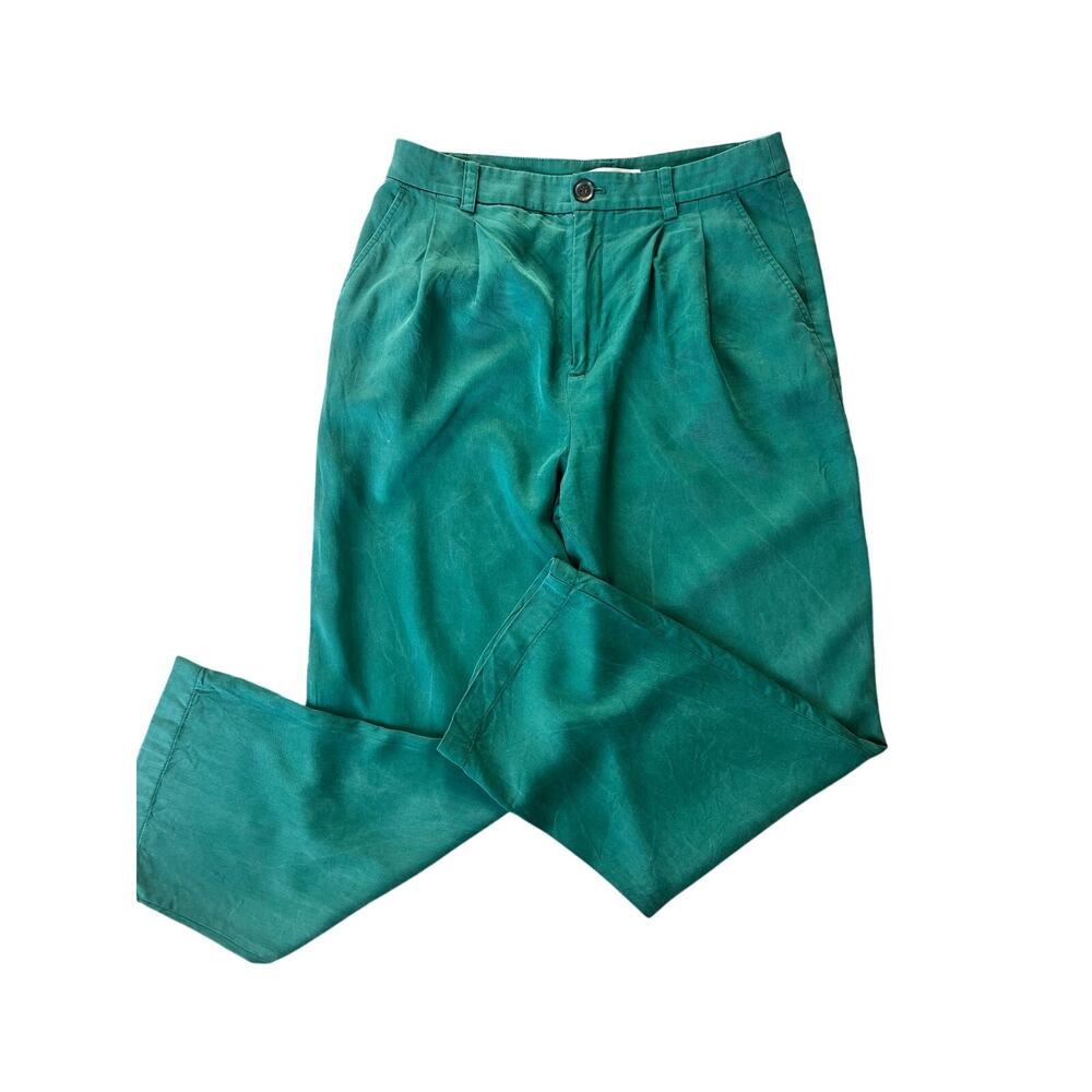 Loft Emory Wide Leg Trouser Pants, Size 8P, Emerald Green, High Rise, Pleated - Picture 2 of 8